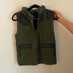 Army green and leather vest